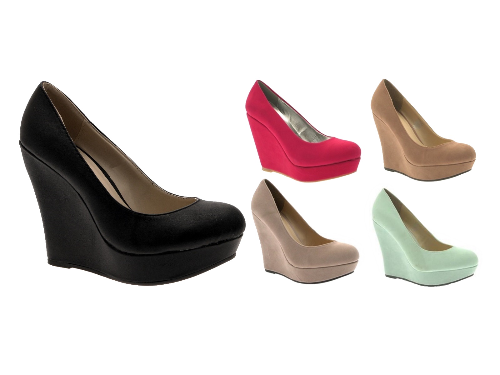 Womens Wedge Platforms High Heels Full Toe Court Shoes Ladies Girls